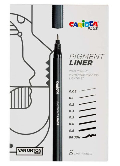 Carioca Plus Pigment liners black, 8 pcs 809317