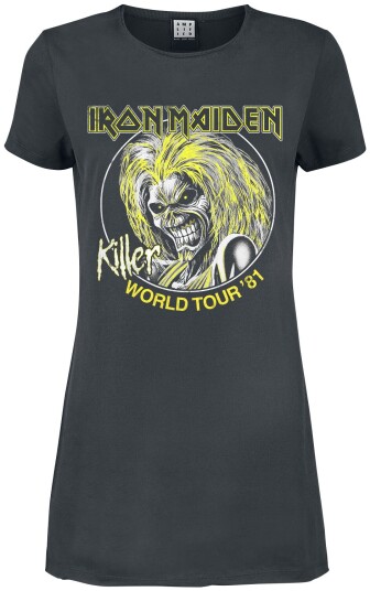 Iron Maiden Kort kjole Amplified Collection Killer World Tour 81' S til XXL Damer koksgrå