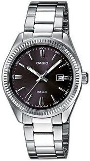 Casio Dameklokke LTP 1302PD 1A1VEG Collection Sort/Stål Ø34 mm