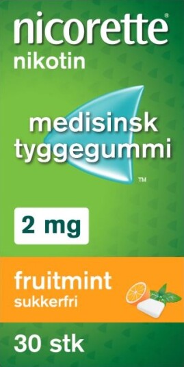 Nicorette Tyggegummi 2mg Fruitmint 30 ENPAC