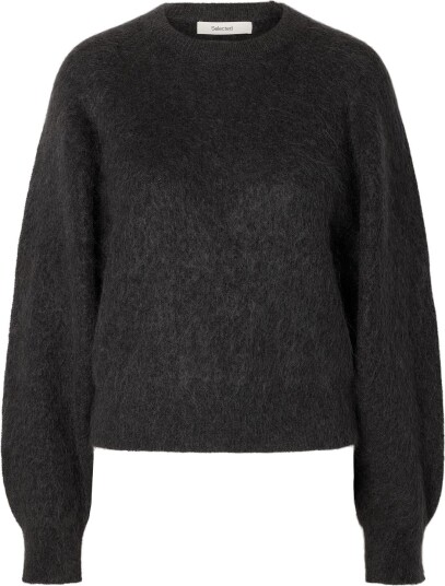 Selected Slwmira Mohair Genser med Rund Hals M - Asphalt