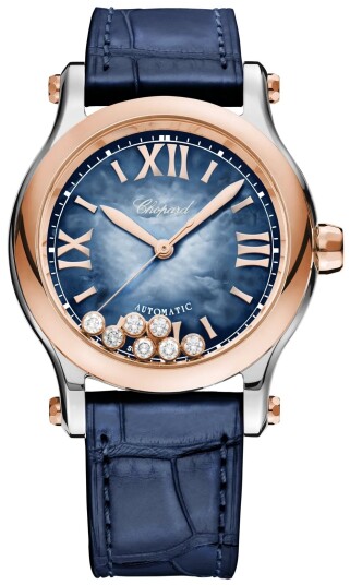 Chopard Dameklokke 278578 6003 Happy Sport Blå/Lær Ø36 mm