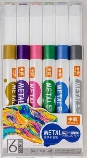 Fandy Tusj Pensel I Metall 6 Farger