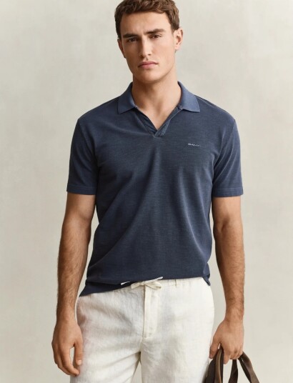 Gant Washed Slub Ss Polo Blue XXL