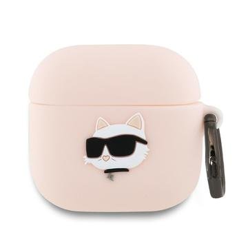 Karl Lagerfeld AirPods 4 Choupette Head 3D etui i silikon Rosa