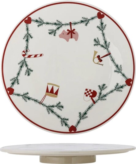 Bloomingville Yule Serveringsfat på Dreiefot 35 cm med Julemotiv Bloomingville Yule Serveringsfat på Dreiefot 35 cm med Julemotiv