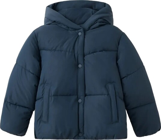 Mango Hood Puffer Coat Navy 8
