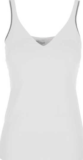 Brunello Cucinelli Dame Topper Hvit L,