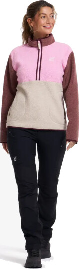 Revolutionrace Canyon Half zip Pile Fleece Dame Bright Pink/Peyote 3XL Dame Overdeler Fleece & midlayers