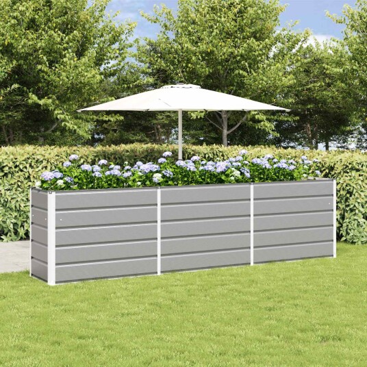vidaXL Plantekassed Lysegrå 290 x 50 x 75 cm Galvanisert Stål