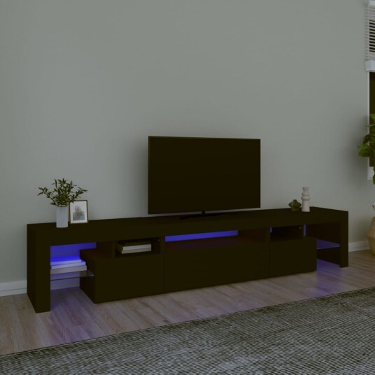 TV-benk med LED-lys svart 215x36,5x40 cm