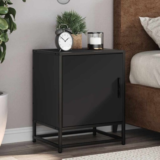  Nattbord svart 40x31x50 cm heltre furu og metall 8721102837685