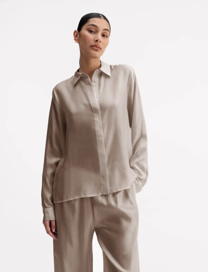 Ahlvar Gallery Mia Silk Twill Shirt Beige M