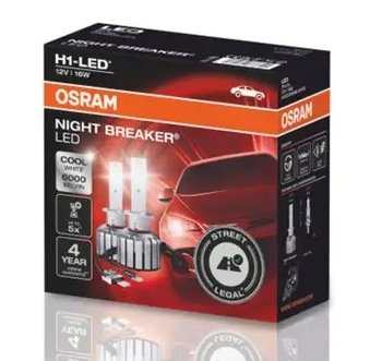 Osram Night Breaker H1 LED kit. Fra halogen til LED. Knallgod oppgradering. Kraftig lys.
