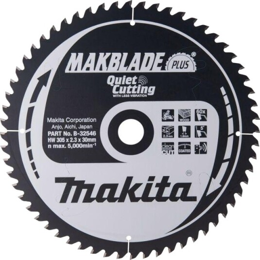 Makita Makblade Plus Sirkelsagblad - 305x30mm, 60 tenner Makita Makblade Plus Sirkelsagblad - 305x30mm, 60 tenner