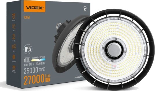Videx 150W LED high bay, 166lm/W - 5000K, IP65, Sort - Kulør : Nøytral Videx 150W LED high bay, 166lm/W - 5000K, IP65, Sort - Kulør : Nøytral