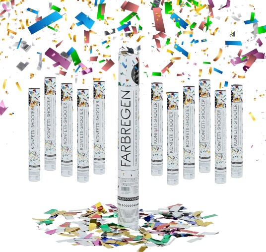 Rxs sett med 12 Party Poppers Colour Rain 40 cm 10042566