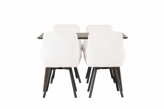 Venture Design Kaseindon & Rosie spisegruppe Beige/mørkebrun 4 stoler & bord 120 x 80 cm