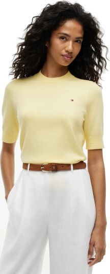 Tommy Hilfiger Co Jersey Fine Gg C Nk Ss Swt   Yellow   S