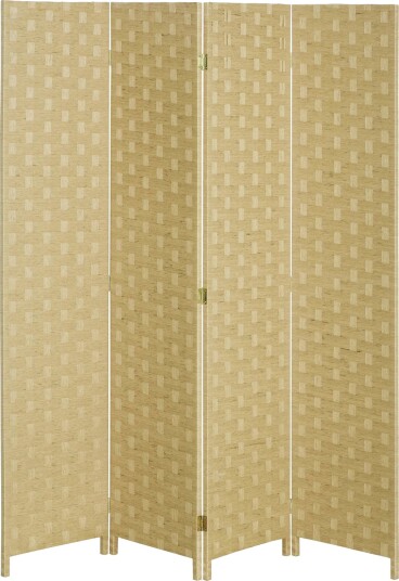 Romdeler med 4 paneler vevd fiber brun 159,5x169,5 cm