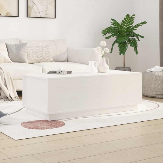 Salongbord hvit 100x50x35 cm heltre furu