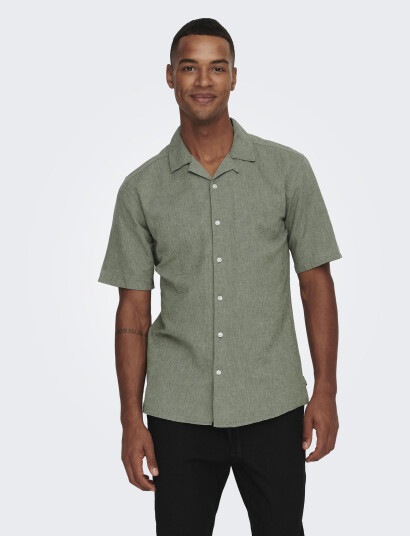 ONLY & SONS Onscaiden Life Ss Solid Resort Linennoos - Green - XS ONLY & SONS Onscaiden Life Ss Solid Resort Linennoos - Green - XS