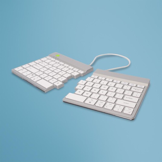 R-Go Ergonomic Keyboard Split Break - Tastatur - With Integrated Break Indicator - Trådløs - Bluetooth 5.0 - Qwerty - Usa - Hvit