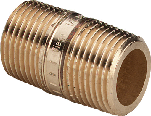 3/8" x 100 mm gjengede koblinger i rødgods lang nippel forkrommet