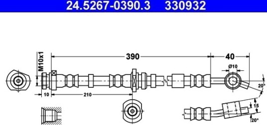 ATE 24.5267 0390.3 Bremseslange