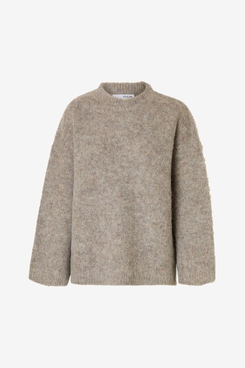Selected FEMME - Pullover slfGabriella LS Knit New O-neck - Grå