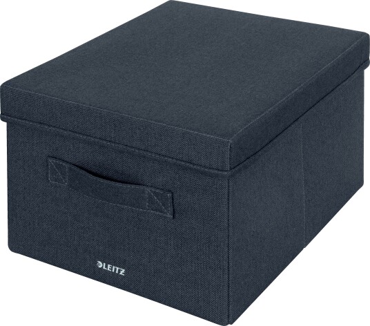 Leitz Fabric Medium oppbevaringsboks med lokk, Flyelsgr, pakke med 2 Leitz Fabric Medium oppbevaringsboks med lokk, Flyelsgr, pakke med 2