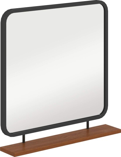 Veggspeil 55 x 55,5 cm Gangspeil med trehylle Rektangulært speil Dekorspeil for soverom Bad Svart