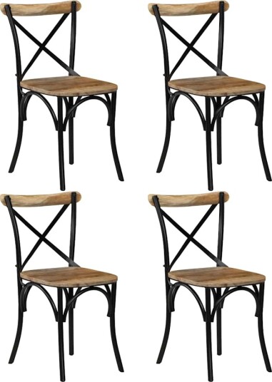 vidaXL Krysstoler 4 stk svart heltre mango
