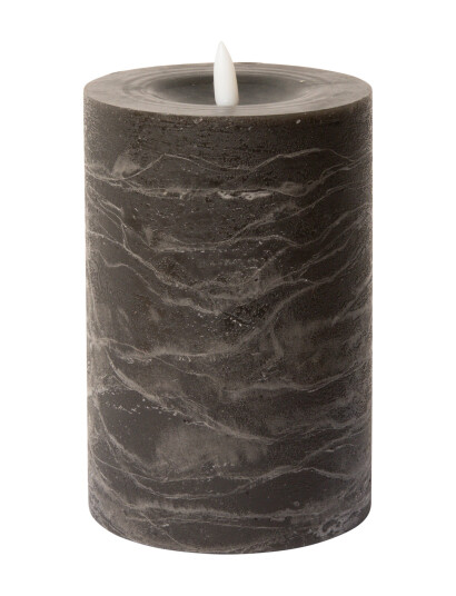 C"est Bon Rustic Finish Led Pillar Candle - Brown - H15CM