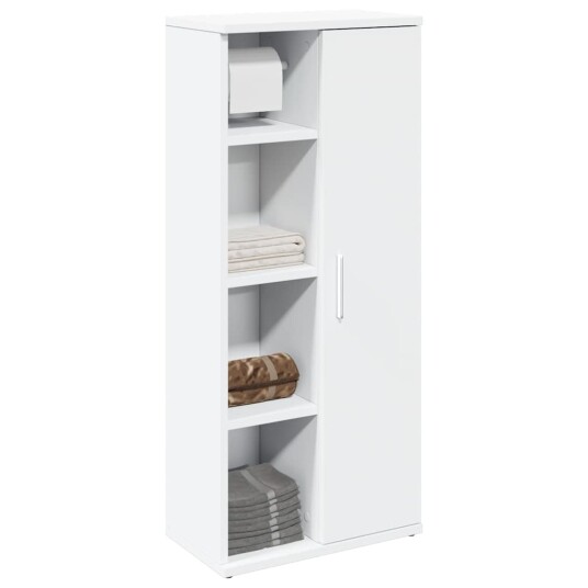 Baderomsskap med rulleholder hvit 39x22x90 cm 8721158574039