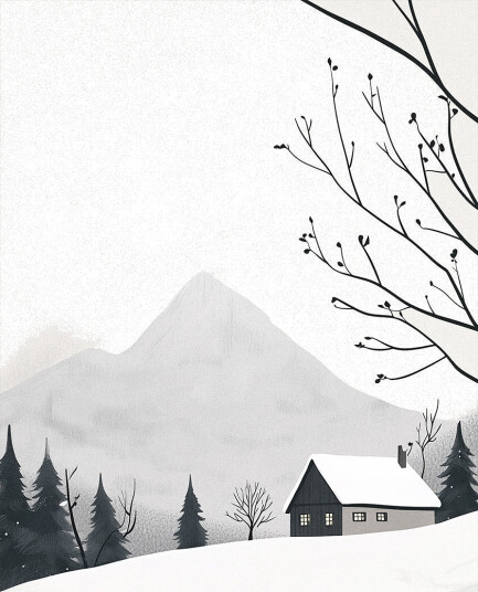 Winter Landscape House Snow Poster Plakat / 21x30cm