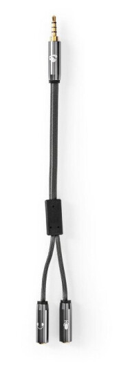 Nedis Stereo lydkabel | 3.5 mm Han | 2 stk. 3.5 mm, hunn | Gull belagt | 0.20 m | Rund | Grå / Gun Metal Grå | Deksel Vindusboks