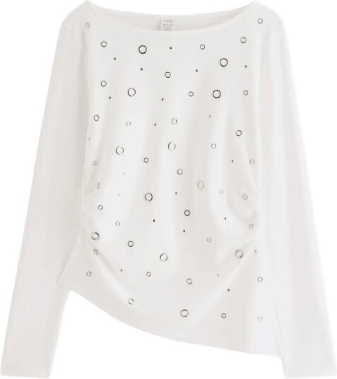 Lindex Long Sleeved Top With Gatherings OFF WHITE 134/140