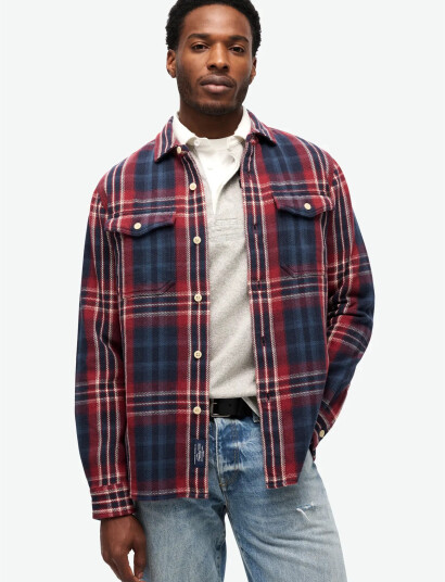 Superdry Merchant Heavy Checked Shirt   Red   M