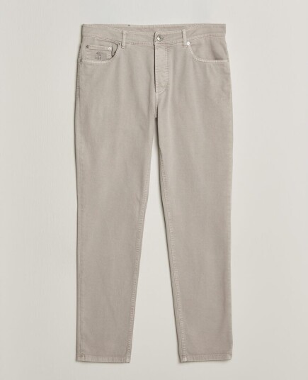 Brunello Cucinelli Slim Fit Bull Denim Pants Beige