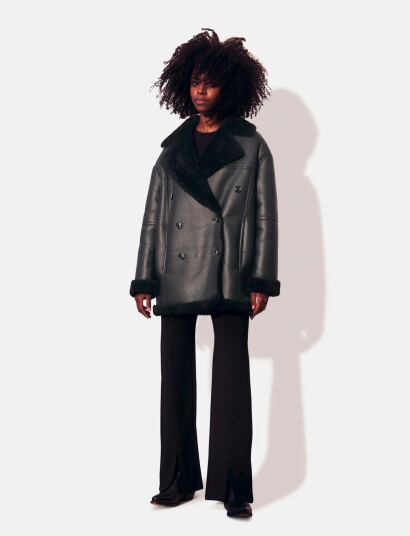 Lexington Clothing Daniella Faux Shearling Coat Black XL