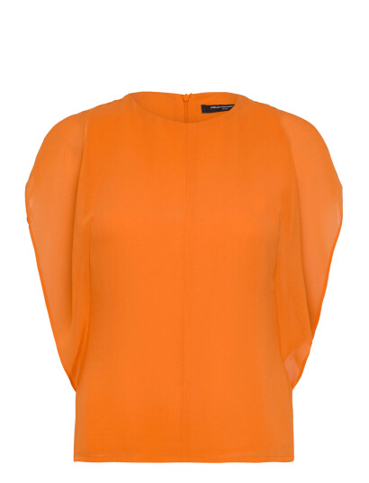 French Connection Eden Georgette Flutter Slv Top - Orange - 34