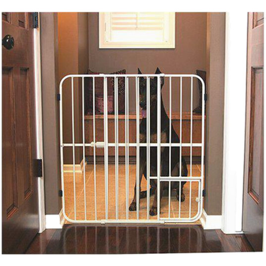 Carlson Big Tuffy ekspanderbar hundegrind med kjæledyrdør 66-107 cm - Rustfritt stål, 81 cm høy