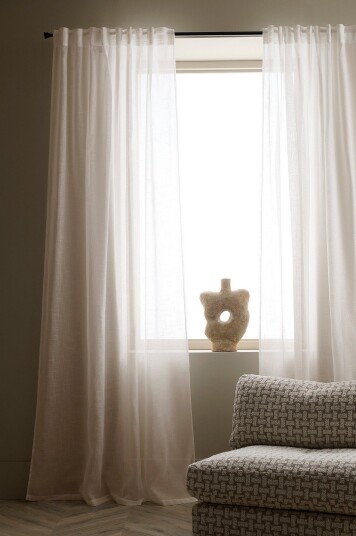 Ellos Home Gardin med multibånd Lara 2 pk Beige