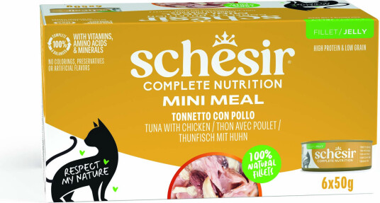 Schesir Våtfôr Complete Nutrition Filet I Gelé Tunfisk Med Kylling 24 X 50 G