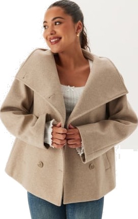 BUBBLEROOM Ava High Neck Short Coat Light beige 42