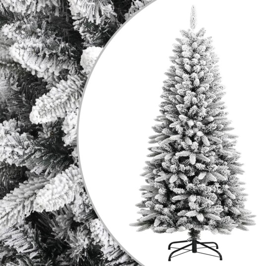vidaXL Kunstig juletre med flokket snø 120 cm PVC og PE vidaXL Kunstig juletre med flokket snø 120 cm PVC og PE