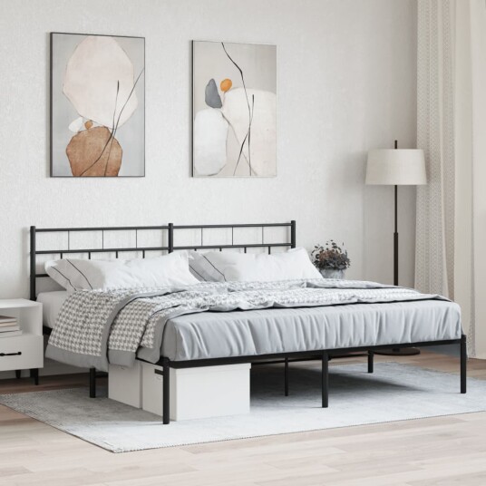 vidaXL Sengeramme i metall med sengegavl svart 193x203 cm 8721012188662