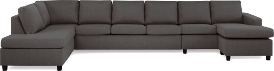 Crazy 6 seters Venstrevendt U formet XX Large Sofa med Divan og Sjeselong i Stoff Mørk grå