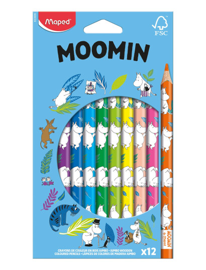 Dsignhouse Moomin Moomin Wood Col.pencils Jumbo Fsc X12 - Multi/patterned - 20.6X 11.7X 1.1CM